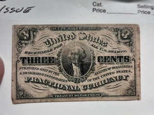 1863 3¢ Cents Third Issue U.S. Fractional Currency  - Picture 1 of 4
