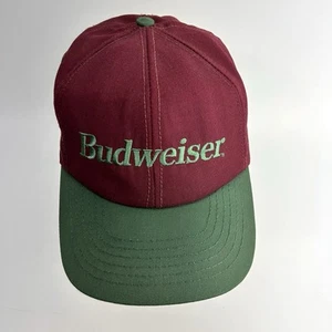 Vintage BUDWEISER Mütze - Bier (verstellbarer Druckknopflasche) Kappe rot marron, grün 1990er - Bild 1 von 8