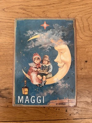 Ancienne Plaque  publicitaire maggi Lune 21X15 Cm Carte Postale Au Dos - Vintage - Photo 1/2