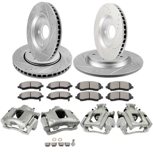 Front Rear Brake Calipers Rotors + Ceramic Pad For CHRYSLER TOWN & COUNTRY 08-12 - Foto 1 di 9