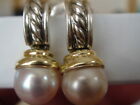 $950 David Yurman 14/K Gold ,Ss Pearl Drop Earrings $950