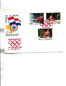 Paraguay FDC 1988 Calgary Olympics Sc#2240 to 2242-Red cancel - Picture 1 of 1