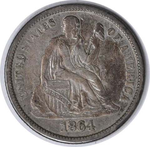 1864-S Liberty Seated Silver Dime Choice EF Uncertified #309 Cover