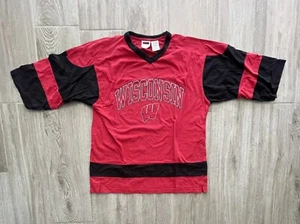 Vintage Wisconsin Badgers 1980s 1/2 Sleeve NCAA Big Ten Football Shirt Men Large - Picture 1 of 6