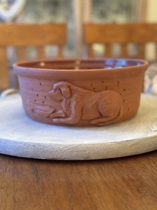Signierter handgeworfener Studio Kunstkeramik Terrakotta Hund Futternapf Schale Glasur XL - Bild 1 von 10