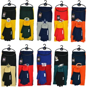 New 3PC NFL Colorblock Scarf & Glove Gift Set - Picture 1 of 39