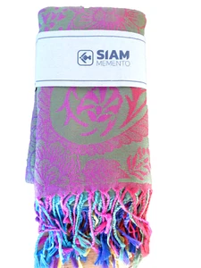 100 kaschmir schal damen. grün/pink, bunt - Bild 1 von 8