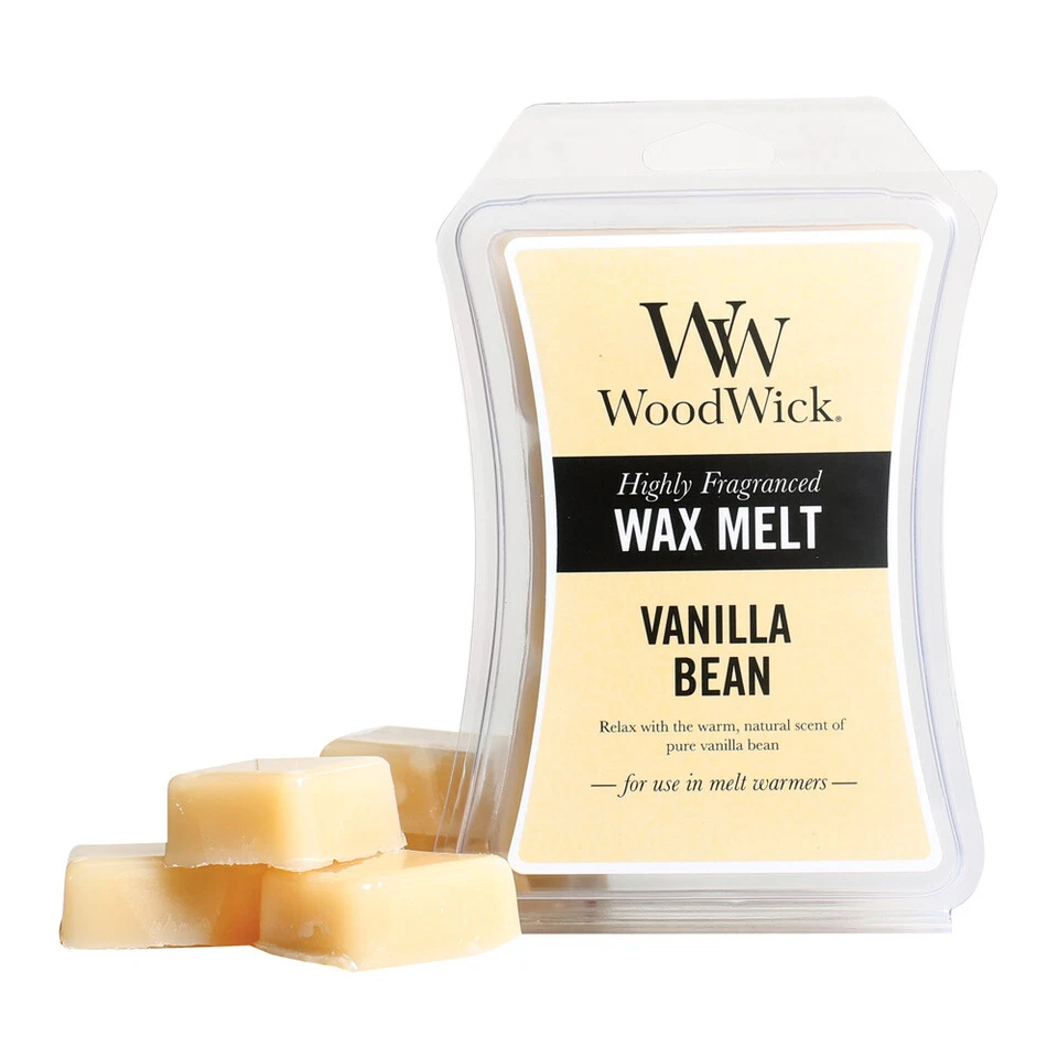 Vanilla Bean WoodWick Hourglass 3 Oz Wax Melts Fragranced 4 Scentsy Warmers