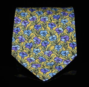 Najee Herren 100 % Seide Krawatte Größe 61X3 7/8" Gold/Violett/Blau Blumenmuster Hergestellt in Italien - Bild 1 von 6