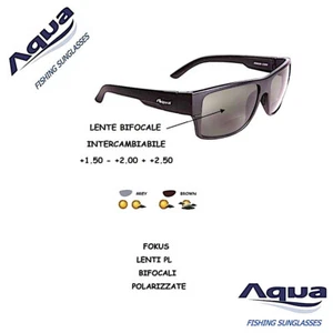 AQUA OCCHIALE POLARIZZATO ANTIRIFLESSO FOKUS NERO LENTI BIFOCALI CAMBIABILI PL - Zdjęcie 1 z 2