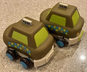 Just B You Pull Back Toddler Soft Cars - Lot of 2- Checkered Taxis - Picture 1 of 11