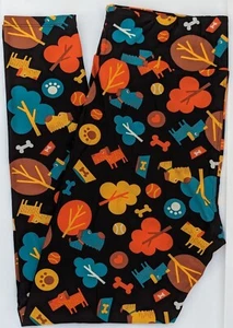OS LuLaRoe One Size Leggings Dogs Bones Balls Paw Prints Trees NWT R25 - Picture 1 of 6