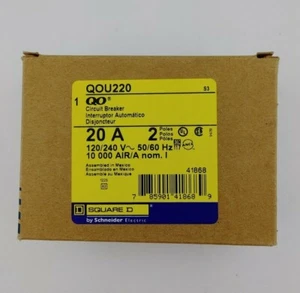 Square D Model QOU220 20A Circuit Breaker Series 3 2 Pole 120/240V 41868 - Picture 1 of 5