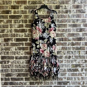 Vestido DRESS-U by Sharon con flecos/volantes sin mangas floral talla 8 - Imagen 1 de 12