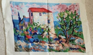 COMPLETED VINTAGE EUROPEAN NEEDLEPOINT CANVAS 10 X 14 INCHES MEDITERRANEAN - Bild 1 von 1