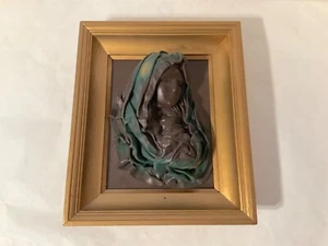 Mother Mary Baby Jesus *Leather Art* Catholic Christian Wood Frame 13 x 10.75 - Picture 1 of 5