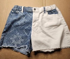 Jordache Jean Shorts Youth 18 Blue Denim Stretch Stars Graphic Print Kids Girls - Picture 1 of 8