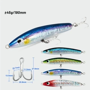Trolling Wooden GT Popper Trolling Saltwater Big Game Topwater Lure 19cm/45g - Picture 1 of 26