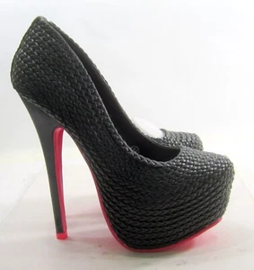 Zapato NEGRO/ROSA 6" Tacón de Agujero Punta Redonda 2" PLATAFORMA MUJER Talla 5.5 - Imagen 1 de 5