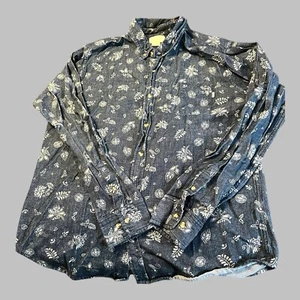 Obey Propaganda Paisley Denim Button Up Shirt  XL Business Casual Long Sleeve - Picture 1 of 9