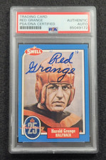 HAROLD RED GRANGE Signed Swell HALL OF FAME Football Card-CHICAGO BEARS-PSA