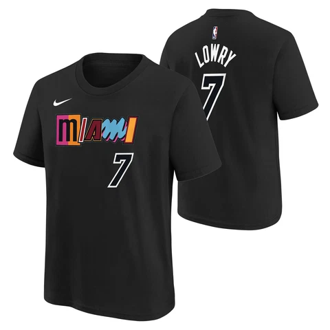 Nike NBA Boys Youth (8-20) Kyle Lowry Miami Heat Short Sleeve T-Shirt, Black Cover