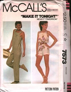 7573 Vintage McCalls SEWING Pattern Misses 1980s Jumpsuit Rompers OOP Sew UNCUT - Picture 1 of 2