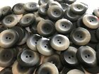 10  Mottled Grey Buttons - Polished and Dished - 2 Hole - 23mm-     B175