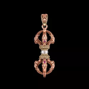 Colgante Vajra Mestle en cobre. Joyería tibetana. Regalo para hombre - Imagen 1 de 8