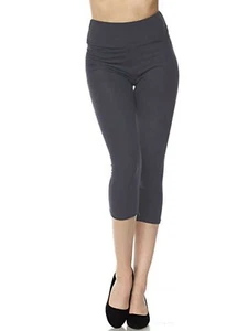 Women's 3 inch High Waistband Capri Leggings For Yoga Casual Soft Slim - Picture 1 of 29