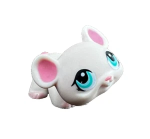 Hasbro Littlest Pet Shop #1412 Mouse Pale Light Pink Aqua Blue Dot Eyes LPS - Picture 1 of 7