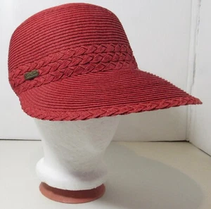 Sun N Sand Cranberry Red Long Brim Straw Hat UPF 50+ Protection One Size - Bild 1 von 7