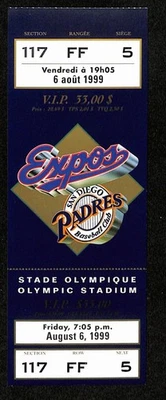 Tony Gwynn 3000th Hit Full Ticket 8/6/1999  San Diego Padres vs. Expos 194099 - Image 1 of 2