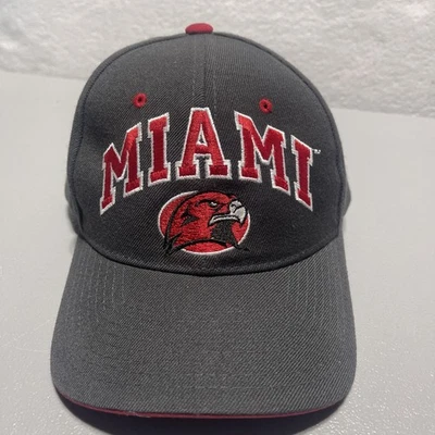 Miami University Ohio RedHawks Hat Cap 35% Wool Gray SnapBack - Image 1 of 4