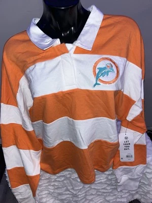 MIAMI DOLPHINS 47 БРЕНД CLUBHOUSE HALL ВОРОН РЕГБИ УКОРОЧЕННАЯ РУБАШКА ЖЕНЩИН XL НОВЫЙ С ЯРЛЫКАМИ - Изображение 1 из 3