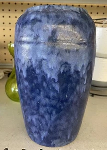 Antique Arts & Crafts Brush McCoy Art Vellum Matte Blue Pottery Vase - Picture 1 of 9