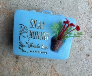 Vintage 1960's Snap Bonnet Rain Hat Jumbo Extra Long Mini Plastic Travel Case - Picture 1 of 2