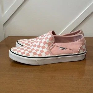 Vans Classic Slip On Shoes Pink White Checkerboard Women 8 - Picture 1 of 8