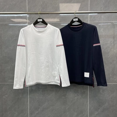 Thom Browne Mujer/Hombre Nueva Tira Algodón Cuello Redondo Pullover Camiseta Manga Larga Foto 1 de 4