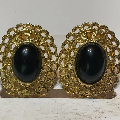 Большие дизайнерские серьги Park Lane с кабиной из искусственного черного оникса золотистая веревка - Изображение 1 из 4