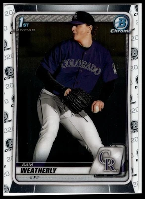 2020 Bowman Draft #BD-109 Sam Weatherly Chrome Purple #/250 - Image 1 of 2