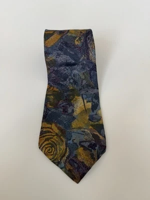 SAKS FIFTH AVENUE MADE IN U.S.A. RED/YELLOW/BLUE ABSTRACT DESIGN TIE - Image 1 of 3