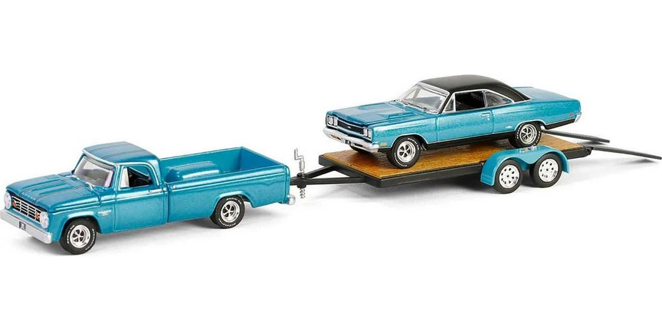 1969 Plymouth GTX w/ 1967 Dodge D-200 1 64 Scale Model - Greenlight 31180A