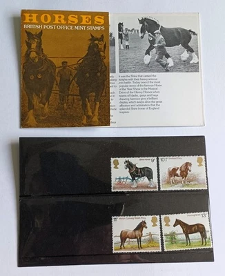 HORSES 1978 Royal Mail, 4 stamps presentation pack, Shetland Pony, Shire Horse - Image 1 of 2