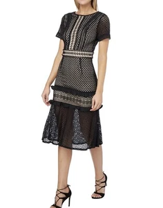 STUNNING True Decadence All-over Frill Lace Overlay Pencil Dress Black Size 10 - Picture 1 of 13