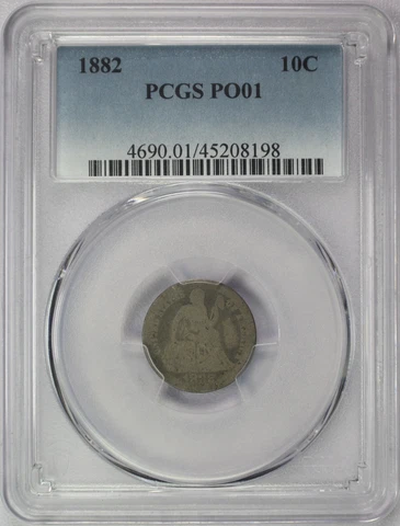 1882 10c Seated Liberty Dime - PCGS PO 01 Low Ball Cover