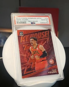 2019 PANINI TRAE YOUNG OPTIC MY HOUSE! RED WAVE #18 - PSA 10 GEM MINT Prizm - Picture 1 of 2
