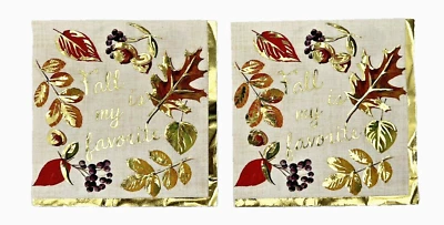 Fall Lunch Paper Napkins 2Pk-20ct ea Harvest Autumn Leaves With Gold Foil 3-Ply - Image 1 of 4