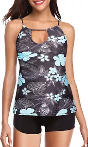 WS6.6-270-T2-1047) PULPO MUJER TANKINI SET CON PANTALONES CALIENTES NEGRO NUEVO TALLA 44 - Imagen 1 de 2