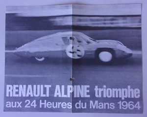 RENAULT ALPINE orig 1964 Le Mans 24 Stunden Sieg französisches Werbeprospekt Prospekt - Bild 1 von 2